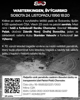 Na den přesně před 69 lety havarovalo ve Švýcarsku 🇨🇭, u obce Wasterkingen letadlo s částí chomutovské výpravy. Za rok, u...